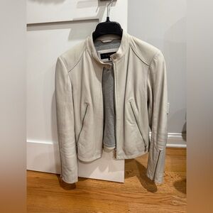 DONNA KARAN NEW YORK Lambskin Leather Biker Zip WOMEN'S JACKET US S Small